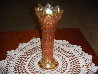 Vintage Fenton Hobnail Rustic Merigold Carnival Glass Vase