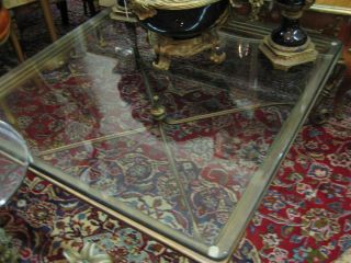 Square Glass Coffee Table on A White Metal Base