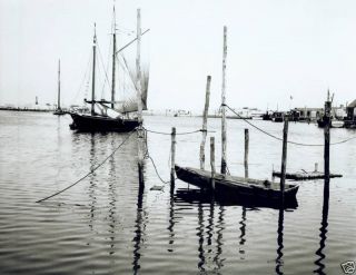 1930s Marthas Vineyard Harbor Chilmark Menemsha Sailboats