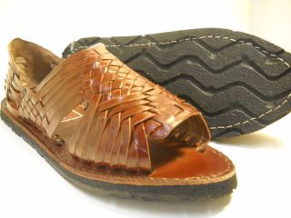 Leather Mexican Sandals DarkBrown Huarache Men Size 9