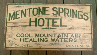Mentone Springs Alabama Hotel Wood Sign Motel Sign