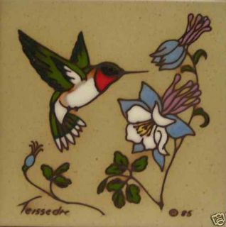 Rubythroated Hummingbird 6x6 Teissedre Ceramic Trivet Wall Art Tile