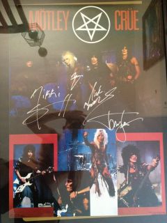 Signed Autographed POSTER Tommy Lee Vince Neil Nikki Sixx Mick Mars