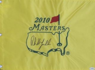 Phil Mickelson Signed 2010 Masters Flag Autographed JSA