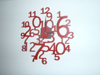 Metal Wall Art Clock Numbers Red Wall Decor Great Christmas Gift