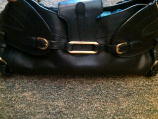 Authentic Jimmy Choo Black Leather Belted Tulita Handbag Bag Retail $