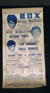 RARE 1973 Mexican Boxing Poster Lupe Salvador Torres Garcia Hector