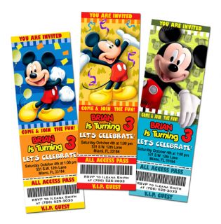 Mickey Mouse Clubhouse Birthday Party on Download Mickey Mouse Disney Birthday Party Invitation Ticket Custom