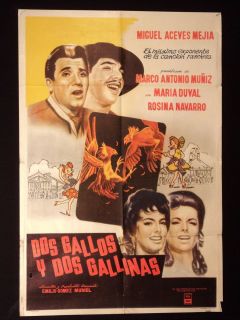 Dos Gallos Y Dos Gallinas Miguel Aceves Mejia 1sh Argentine Movie