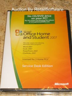 Microsoft Office Home and Student 2007 3 PCs Word, Excel, PowerPoint