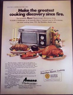 Original 1969 Vintage Ad Amana Radarange Microwave Oven