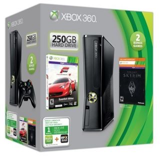 Microsoft Xbox 360 Slim 250 GB Holiday Bundle w Skyrim Forza 4 BRAND