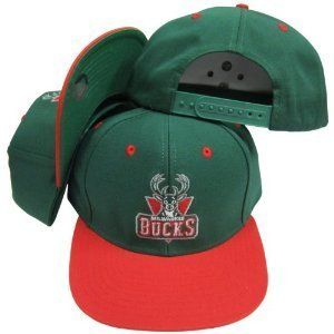 New Milwaukee Bucks Snapback Hat Green Red Green Under Brim Official