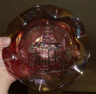 Millersburg Carnival Glass Souvenir Bowl RARE Purple Gorgeous Piece