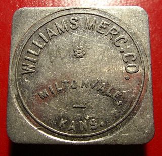 Miltonvale Kansas Trade Token Williams Merc Co GF50C 28mm KS1733
