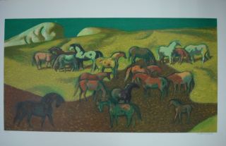 MILLARD SHEETS BROOD MARE PASTURE ~ LITHOGRAPH ~ HAND SIGNED AND