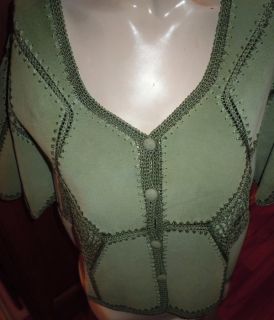 Leather Sage Green Top Jacket Michael Mims Kathy Cole Medium