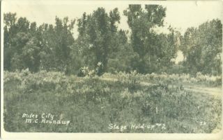 MT Miles City Roundup Stage Holdup C 1912 RP Postcard