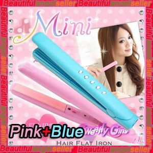 Mini Pink Flat Blue Wavy Iron Cortex Hair Straightener