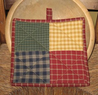 Quilted Potholder Country Patchwork Homespun Plaid