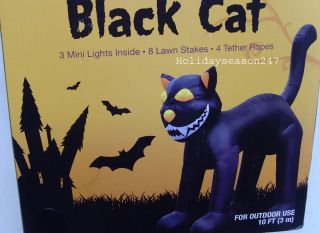 10Ft Halloween Spooky Black Cat Holiday Airblown Inflatable Lighted