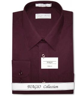Biagio Mens COTTON BURGUNDY Dress Shirt sz 19 36/37