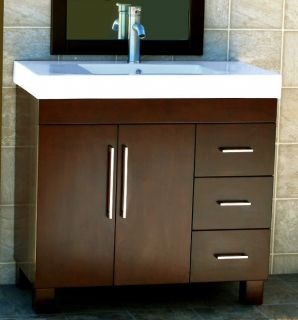 36 Bathroom Vanity Cabinet Ceramic Top with Integrated Sink + Faucet