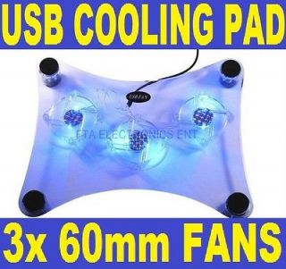 Notebook Laptop LED Ultra Light Cooler Pad with 3 60mm Cooling Fans