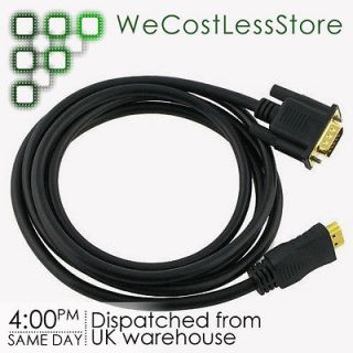 6ft 1.8m VGA to HDMI Adapter Cable Lead For Laptop PC TV Out