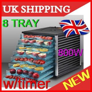 NEW 800W 8 TRAY FOOD DEHYDRATOR + TIMER PRESERVE COMMERCIAL DRYER