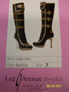 ANNA Black/Gold Ellie Leg Avenue Halloween Costume Shoes Boots