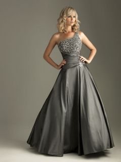Charcoal Beaded A line Formal/Evening /Ball gown/Prom dress/SZ 6 8 10