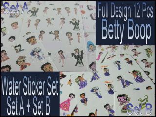 250+ Design Betty Boop Nail Art Water Decals Transfer Sticker Set A+B