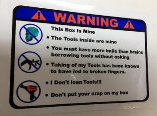 Warning These Tools are mine decal Matco tool box cart mechanic socket