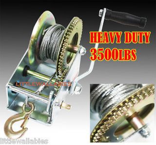 New Heavy Duty 3500 LB HAND CABLE WINCH BOAT TRAILER AUTO MARINE