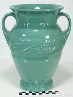 Vintage Large 9 3/4 Abingdon Vase #117 Green Glaze Acanthus Leaf