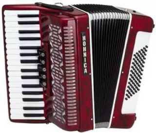 Hohner Hohnica 34x72 Piano Accordion w/ Case & Straps, 5 Switch, Red