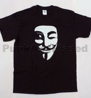 For Vendetta   White Mask Logo Black t shirt   Official   FAST SHIP