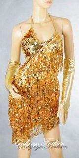 Club Wear Party Latin Dance Asymmetric Sequin Fringe Dress 2051