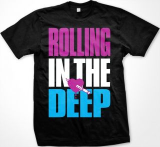ROLLING IN THE DEEP Mens T Shirt Adele Music Song Lyrics Trendy
