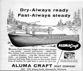 1956 Vintage Ad The Aluma Craft Boat Co Minneapolis,MN