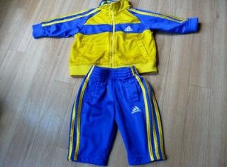 Adidas Track Suit Jacket Pant Outfit Size 6 Month Purple and yellow