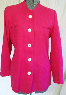 Harve Benard Bright Pink Fuschia Linen Suit Jacket Blazer All Season