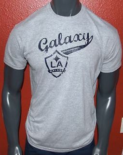 LA Galaxy Script T Shirt Tee Jersey (Gray) Los Angeles