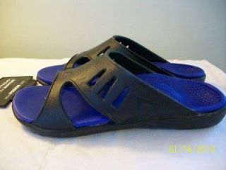 NEW Spenco Poly Sorb Fusion Sandals Mens Black & Blue 9 NIB Orthopedic