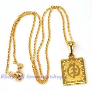 AFRICAN NAMEPLATE CRESECET CARVED CHARM 18K GOLD GP PENDANT WITH 23.6