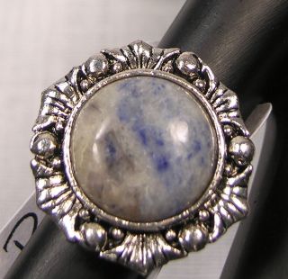 Large Blue Agate Stone Antiqued Silver Ring