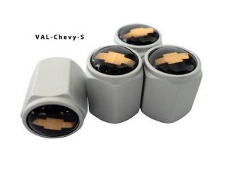 AGT 4pcs Silver Aluminum Valve Caps Stem Tire Cap For Chevy Cars