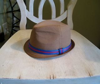Mens NWTs American Eagle AEO Brown Twill Fedora Bucket Hat/s Blue/Red