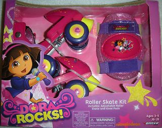Dora Rocks Adjustable Roller Skate Kit and Knee Pads